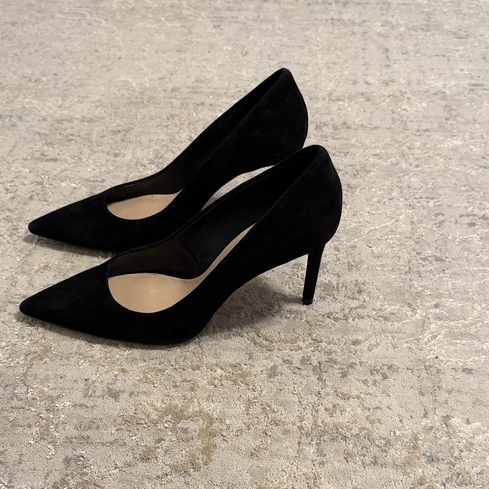 Massimo Dutti Black Suede Pointed-Toe Pumps - Women's - Picture 3 of 12